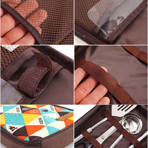 Cooking Utensils Organizer Travel Bag Portable Pouch for BBQ Camp Kitchen Kit-Triangle