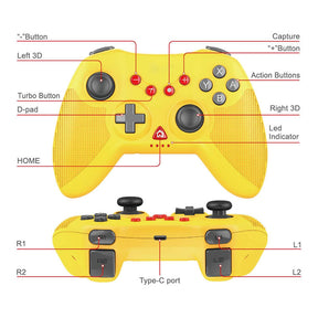 Wireless Controller Gamepad Joystick Double Shock 6-Axis Gyro for Switch/PC