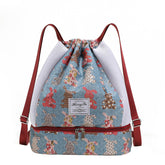Womens Drawstring Bag Large Wet and Dry Separation Backpack-Rabbit