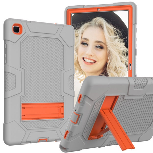 B3 Robot Tablet Case Silicone Shockproof Protective Stand Cover For Samsung Galaxy Tab A7 10.4 T500/T505/T507/T505N(2020)-Gray&Orange