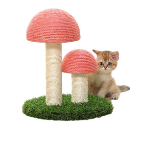 Cat Scratching Post Mushroom Natural Durable Sisal Board Scratcher-Pink