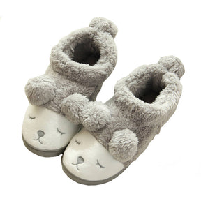 Warm Indoor Slippers for Women Fleece Winter Boots-Grey