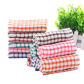 6 Pack Kitchen Dish Towels 42 x 64CM Cotton Lattice Dish Rags for Washing Drying Dishes-Mixed Color