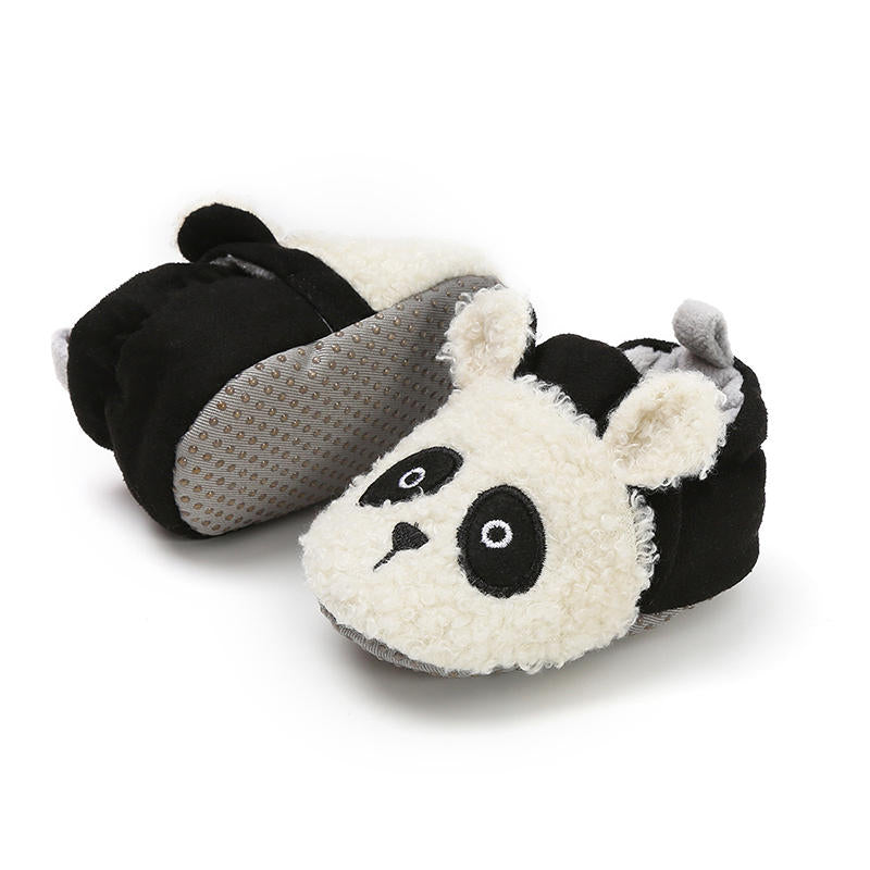 Infant Baby Boys Girls Slippers Non Slips Bottom Winter Booties House Shoes-PandaWhite