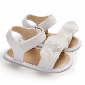Baby Walker Shoes for Girls Flats Anti-Slip Open Toe Sandals-White