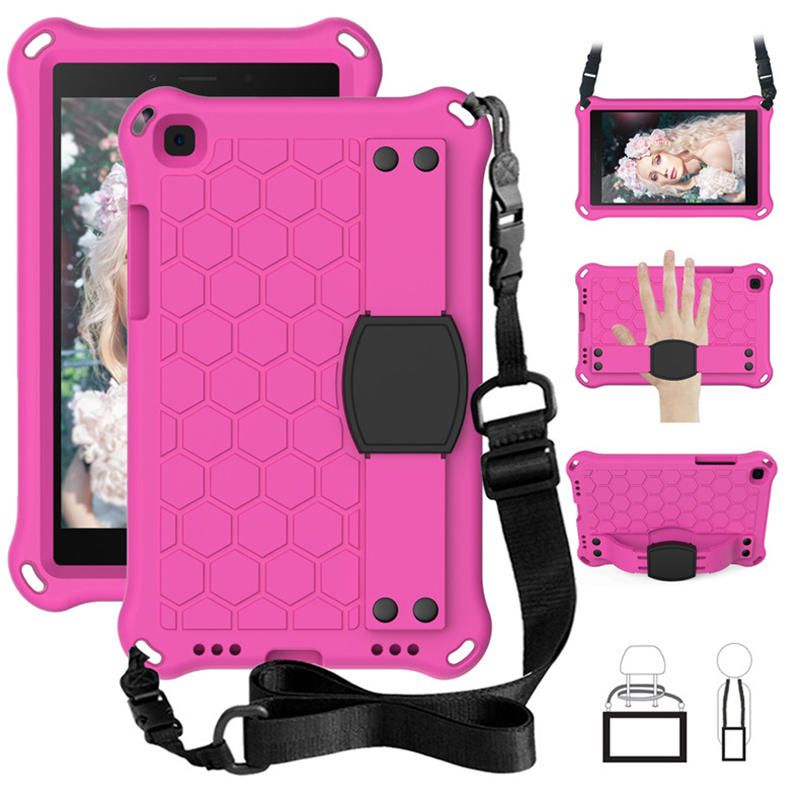 Hive SamSung Tab A 8.0 T290/T295 (2019) Tablet Case Durable Stand Cover With Shoulder Strap-RoseBlack