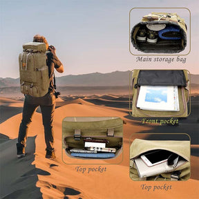 80L Outdoor Tactical Backpack Large Capacity Waterproof Backpack for Camping Hiking-Khaki