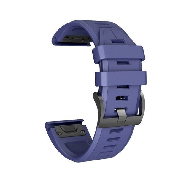22mm 26mm Sport Silicone Watchband For Garmin Fenix  5Plus/5X Plus Easy Fit Quick Release Starp Black Steel Buckle-Dark Blue
