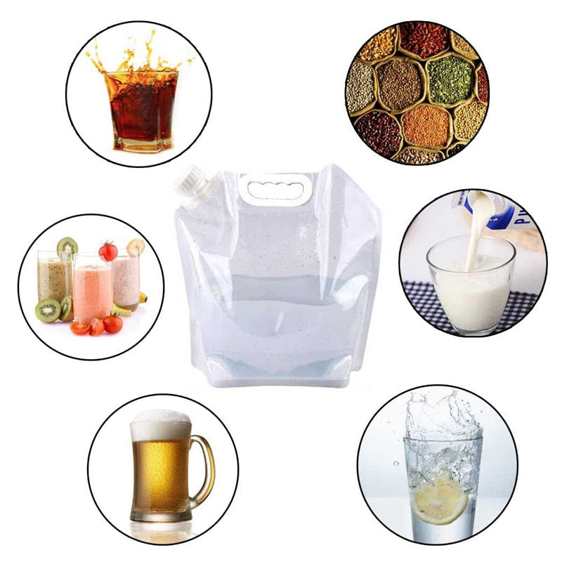 12 Pcs 5L Collapsible Emergency Water Jug Container Bags for Camping