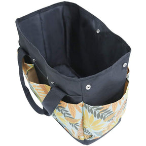 Garden Tools Bag Gardening Tote Organizer with 8 Deep Pockets for Gardener Regular Size Tools Storage -Black Yellow