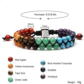 Bead Bracelet 7 Chakras Healing Crystals Bracelet Stone Beads Double Layer Bracelets-Colourful