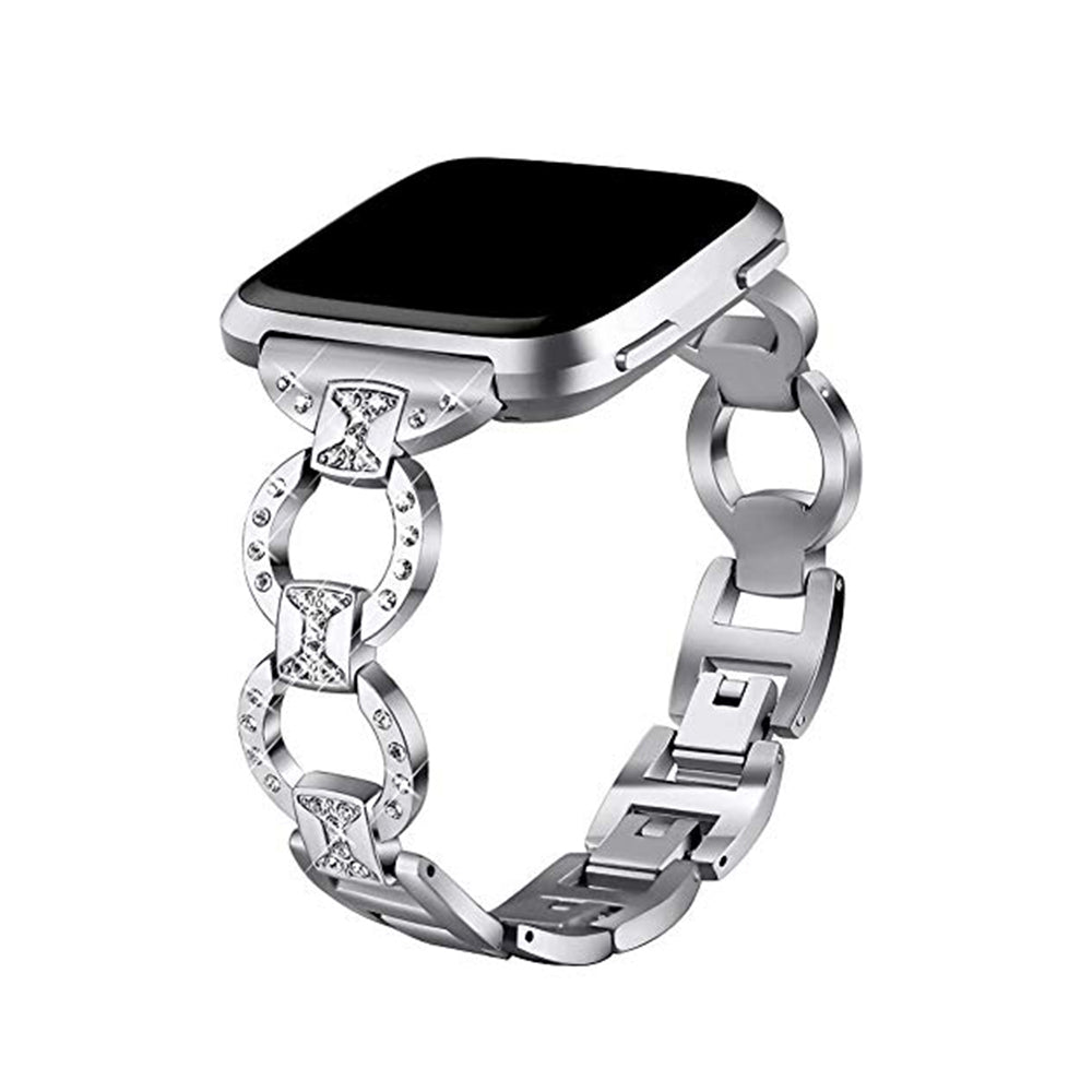 Adjustable Metal Watch Band With Diamonds For Apple Watch SE/6/5/4/3/2/1(Silver)