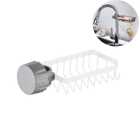 Faucet Caddy Organizer Stainless Steel Sponge Rag Hanging Basket-White