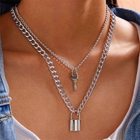 Set of 6 Punk Multilayer Pendants Necklace for Women Teen Girls-A