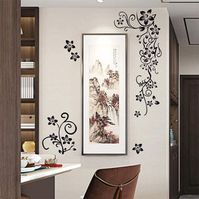 Removable Vinyl Black Flower Vines Wall Sticker Home Art Decor Murals