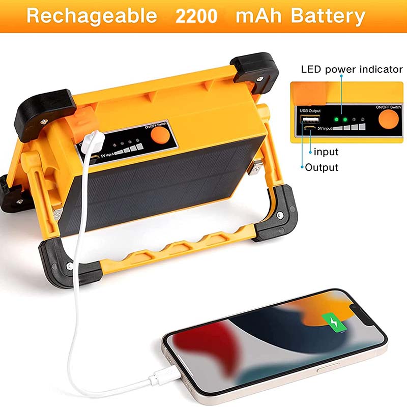 Rechargeable Solar LED Work Light 4 Light Modes for Job Site Lighting Emergency Camping-60W