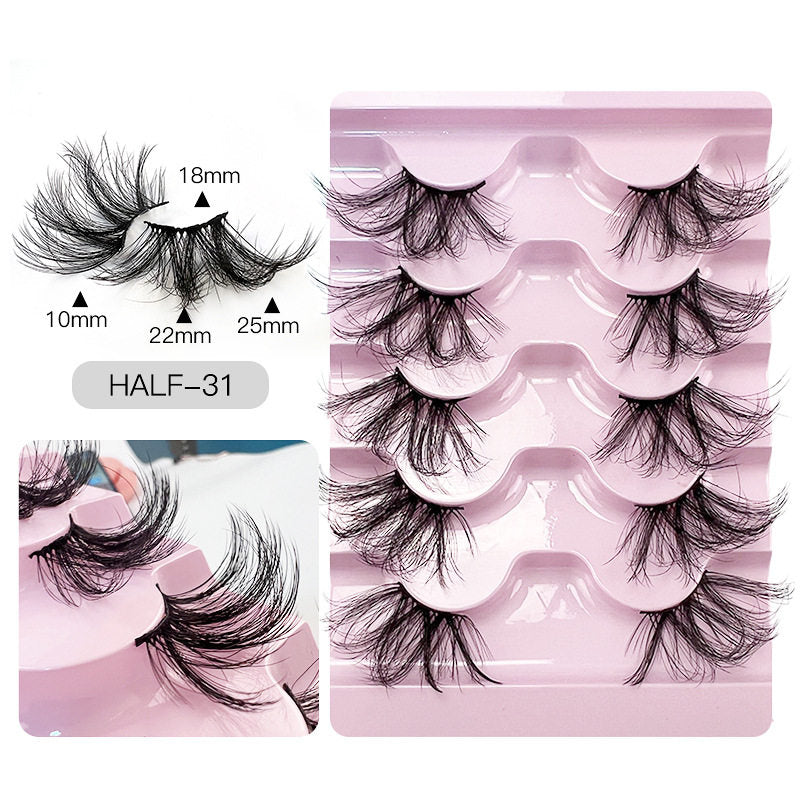Half Lashes Natural Looking Cat Eye Fluffy 3D Curly False Eyelashes-31