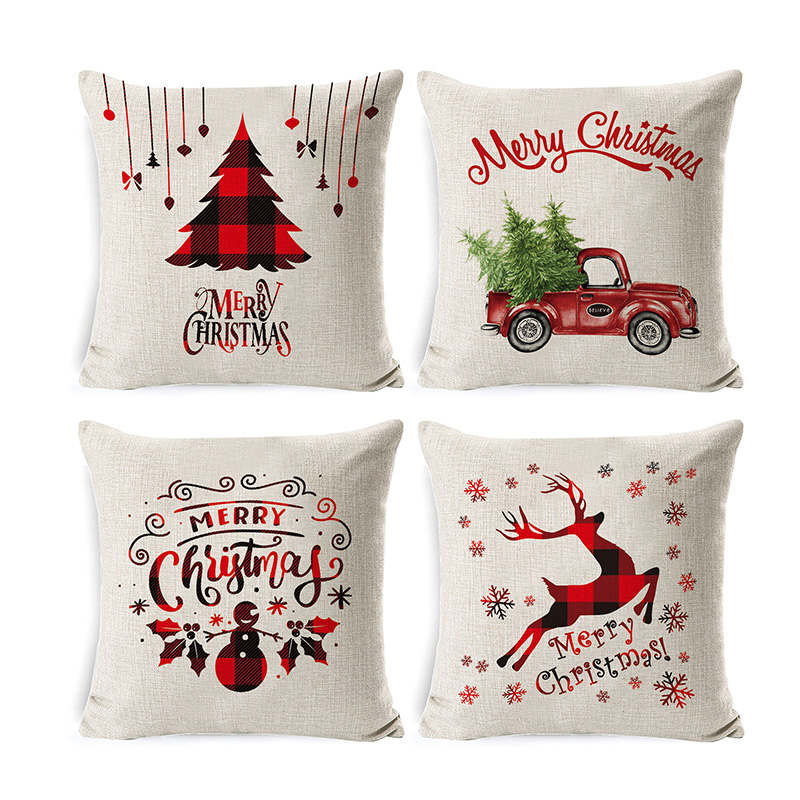 Set of 4 Christmas Pillow Covers 45 x 45 cm Cushion Pillowcase Decorations-Set3