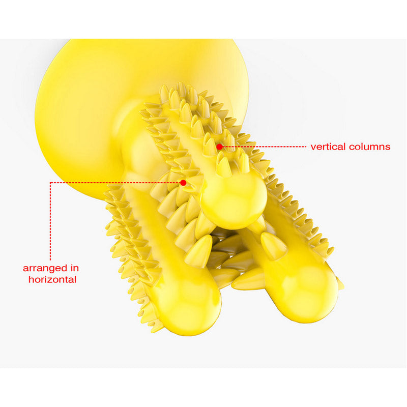 Dog Toothbrush Cactus Chew Toys Dog Teeth Cleaning Stick-Yellow