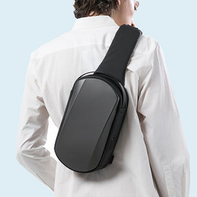 Outdoor Crossbody Sling Bags with USB Port  for Womens Mens-Black