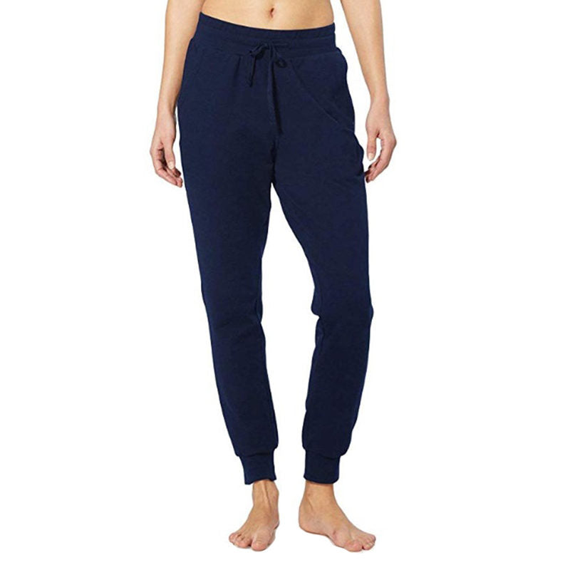 Womens Yoga Jogging Pants Cotton Casual Sports Pants-DarkBlue