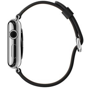 Litchi Pattern Leather Replacement Watch Band For iWatch Series SE/6/5/4/3/2/1-Black