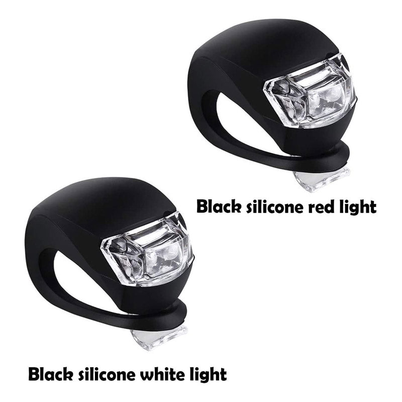 LED Bicycle Silicone Tail Light Kit Waterproof Mountain Bike Headlight 4 Pack Black
