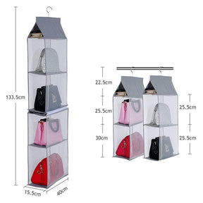 2 Pcs Hanging Handbag Organizer Detachable for Closet Space Saving-Grey