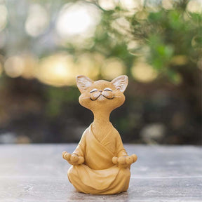 Buddha Cat Statue Yoga Collectible Home Decoration-Orange