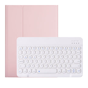 Keyboard Case For iPad Cute Round Key Detachable Keyboard with Pen Slot at the Bottom-Pink