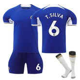 Chelsea Home Jersey T.SILVA #6 Soccer Jersey Kids Adult 3-Pieces Jersey Kits