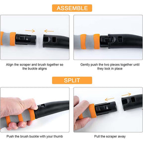 2 in 1 Detachable Snow Brush Ice Scraper with Ergonomic Foam Grip for Cars Trucks-Orange