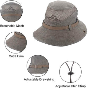 Sun Hat Wide Brim Fisherman Hat Safari Boonie Hat-Army Green