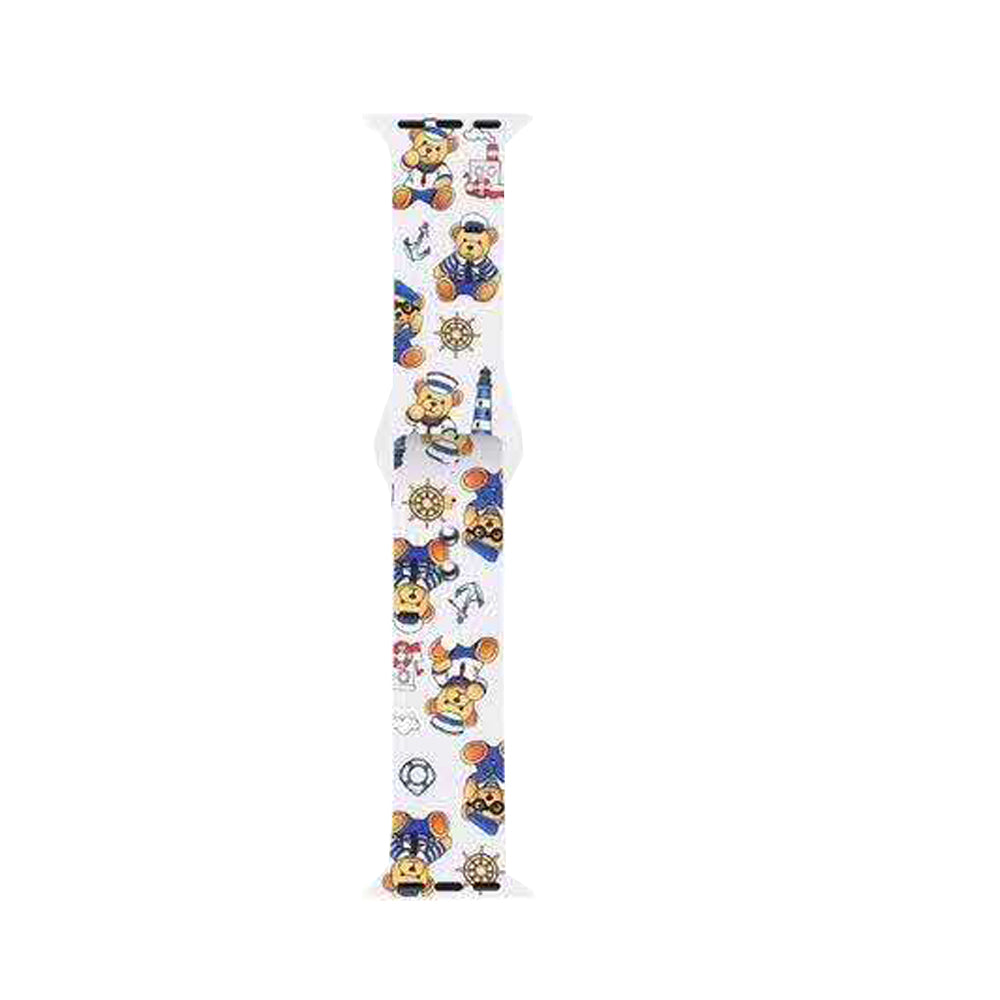 Color Printing Silicone Watch Band For Apple Watch SE/6/5/4/3/2/1(Bear)