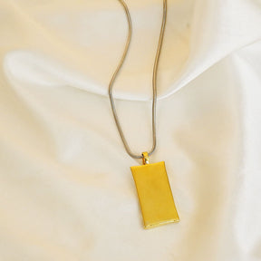 Sunlight Embossed Square Pendant Necklace for Men and Women