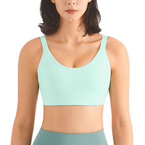 Adjustable Straps Sports Bra High Support Yoga Crop Tank Tops-Green