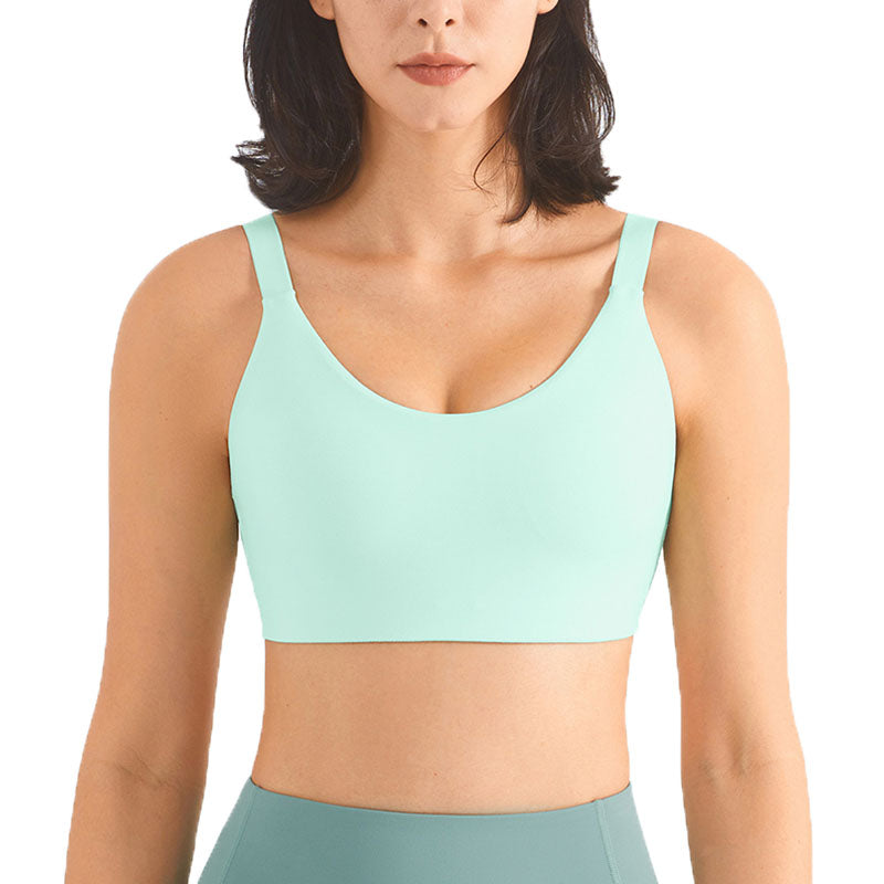 Adjustable Straps Sports Bra High Support Yoga Crop Tank Tops-Green