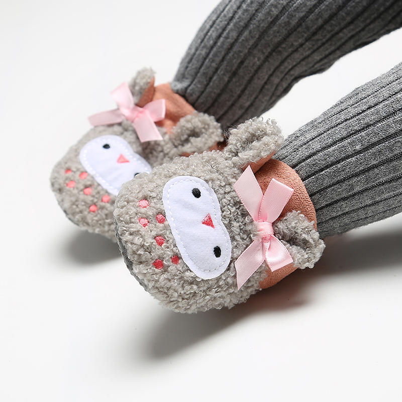 Infant Baby Boys Girls Slippers Non Slips Bottom Winter Booties House Shoes-OwlGrey