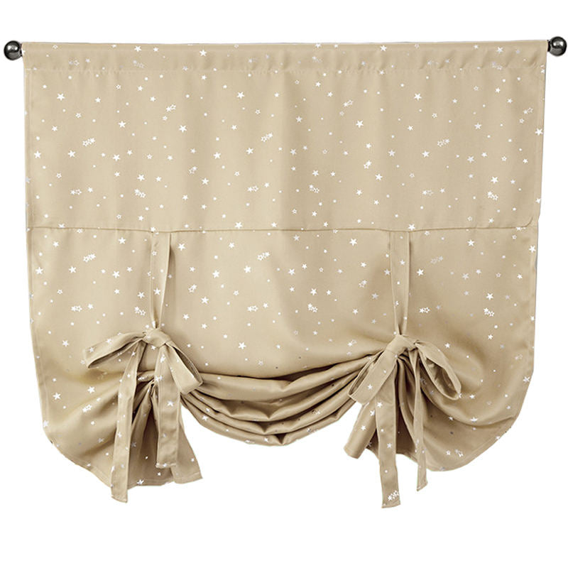 Rod Pocket Star Blackout Roman Curtain Tie Up Small Window Curtain 46X63In-Beige