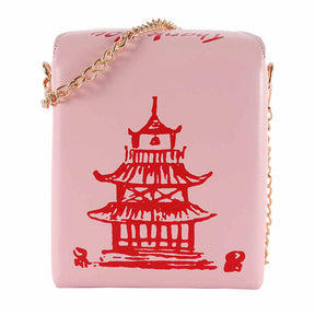 Fashion Crossbody Bag Chinese Takeout Box Style Clutch Bag for Girl-Pink