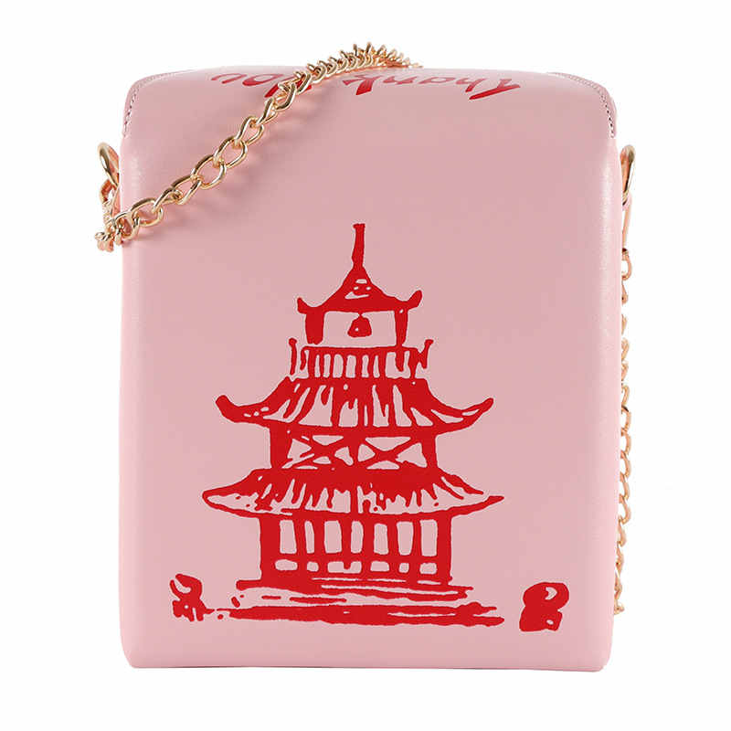 Fashion Crossbody Bag Chinese Takeout Box Style Clutch Bag for Girl-Pink