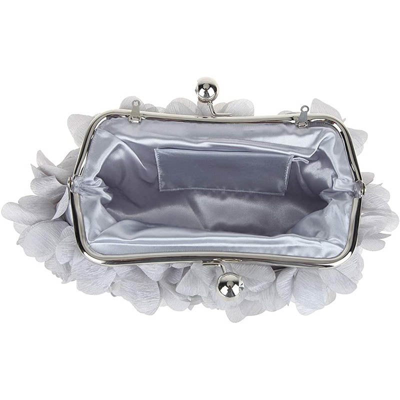 Clutch Evening Bags Floral Appliques Crossbody Bag For Women-Grey