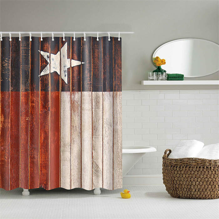 Vintage Wooden Printed Shower Curtains Bathroom Decor Accessory-14