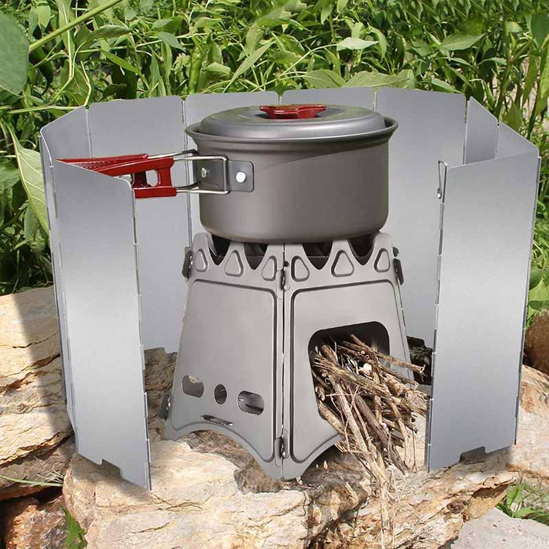 10 Plates Stove Windscreen Folding Aluminum with Storage Bag