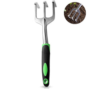 Cultivator Hand Rake Aluminum Alloy Garden Tool with Ergonomic Rubberized Non-Slip Grip