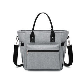 Casual Crossbody Bento Lunch Bag Insulated Multiple Pockets Tote Bag-Grey