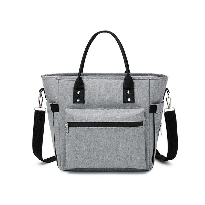 Casual Crossbody Bento Lunch Bag Insulated Multiple Pockets Tote Bag-Grey