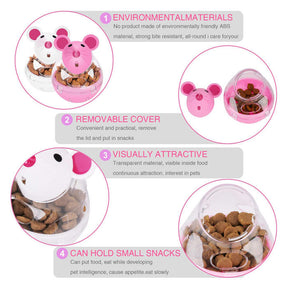 Small Cat Slow Feeder Cat Food Ball Mice Tumbler Shaped Pet Treat Ball-Pink