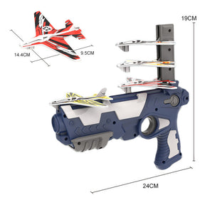 Bubble Catapult Plane Toy with 4 Glider Outdoor Sport Toys for Kids-Dark Blue