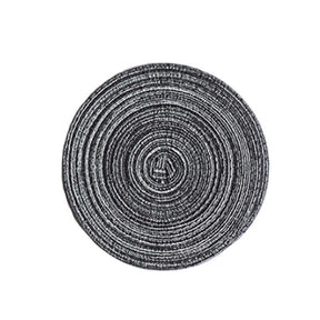 6 Pack Round Braided Placemats Washable Kitchen Table Mats for Home Wedding Party-Gray